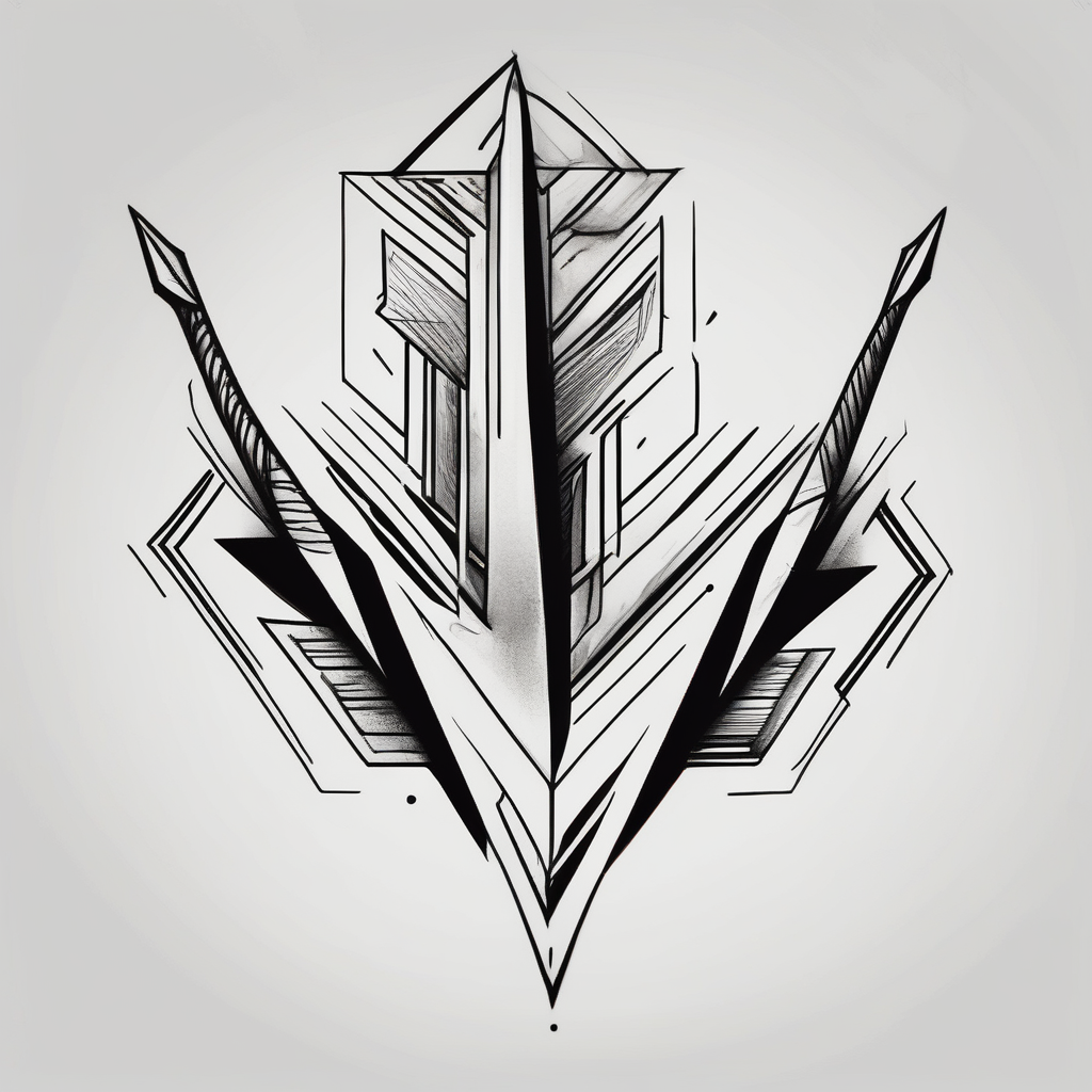 Generate Dark Black Arrow Tattoo For Neck floral sleeve tattoo, diseño de tatuaje Boceto generado con IA